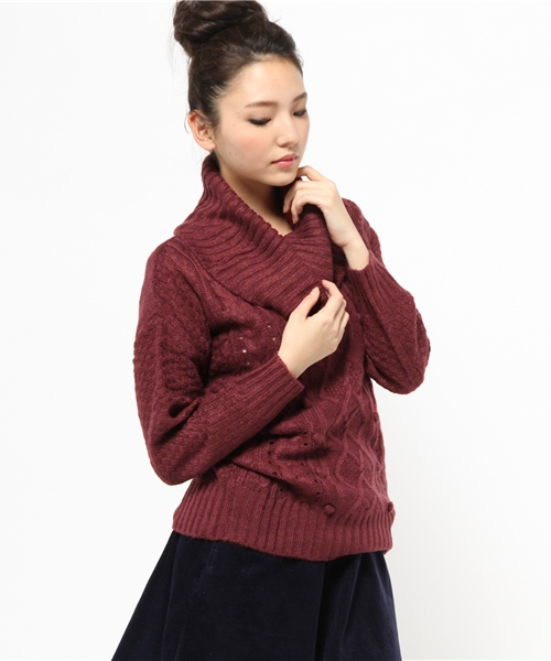 Every very nice claup（エブリィベリーナイスクラップ）の「つぶつぶ付オフタートル（ニット/セーター・レディース・アイボリー/ボルドー/ブルー系その他/ネイビー・FREE）」の4枚目の写真