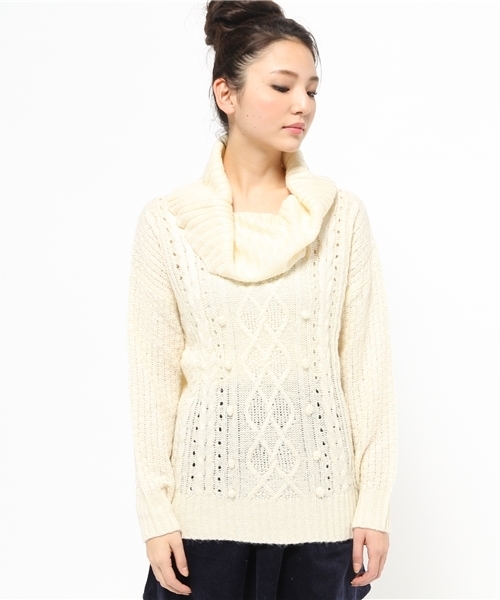 Every very nice claup（エブリィベリーナイスクラップ）の「つぶつぶ付オフタートル（ニット/セーター・レディース・アイボリー/ボルドー/ブルー系その他/ネイビー・FREE）」の9枚目の写真