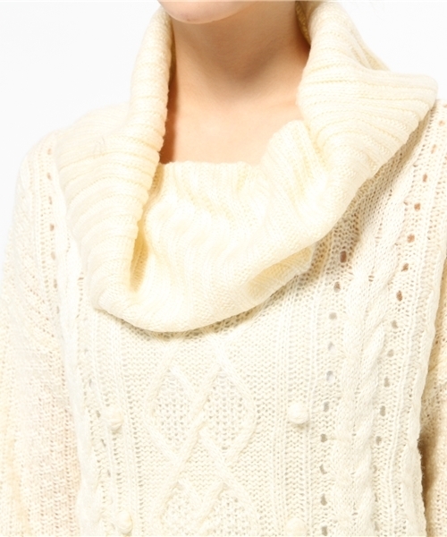 Every very nice claup（エブリィベリーナイスクラップ）の「つぶつぶ付オフタートル（ニット/セーター・レディース・アイボリー/ボルドー/ブルー系その他/ネイビー・FREE）」の5枚目の写真