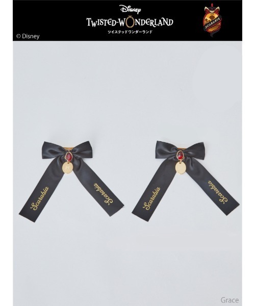 Ank Rouge(アンクルージュ)の「【ツイステッドワンダーランド】リボンバレッタ スカラビア(バレッタ/ヘアクリップ・レディース・ブラック・FREE)」の1枚目の写真