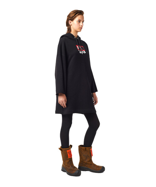 DIESEL(ディーゼル)の「レディース サステナブル スウェットワンピース ロゴ Aライン パーカー ドレス(ワンピース・レディース・ブラック/グレー・SMALL/MEDIUM/X-SMALL/XX-SMALL)」の5枚目の写真