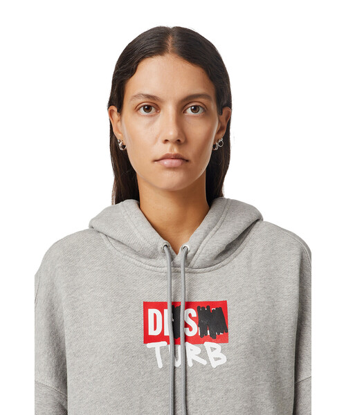 DIESEL(ディーゼル)の「レディース サステナブル スウェットワンピース ロゴ Aライン パーカー ドレス(ワンピース・レディース・ブラック/グレー・SMALL/MEDIUM/X-SMALL/XX-SMALL)」の9枚目の写真