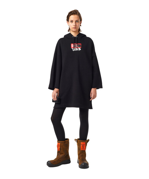 DIESEL(ディーゼル)の「レディース サステナブル スウェットワンピース ロゴ Aライン パーカー ドレス(ワンピース・レディース・ブラック/グレー・SMALL/MEDIUM/X-SMALL/XX-SMALL)」の14枚目の写真