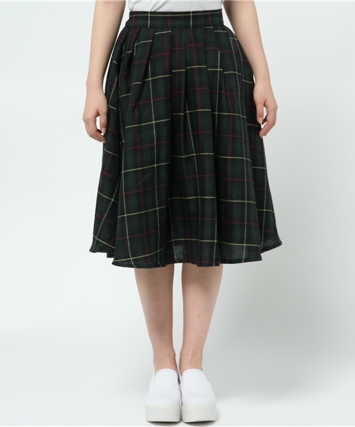 WEGO（ウィゴー）の「WEGO/総柄ミディ丈タックスカート（スカート・レディース・グリーン系その他/ブルー/ブルー系その他・FREE）」の4枚目の写真