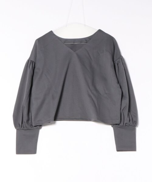 STYLEBLOCK(スタイルブロック)の「ポンチボリュームスリーブ2WAYショートプルオーバー(Tシャツ/カットソー・レディース・チャコールグレー/モカ/マスタード/ホワイト系その他・M)」の3枚目の写真