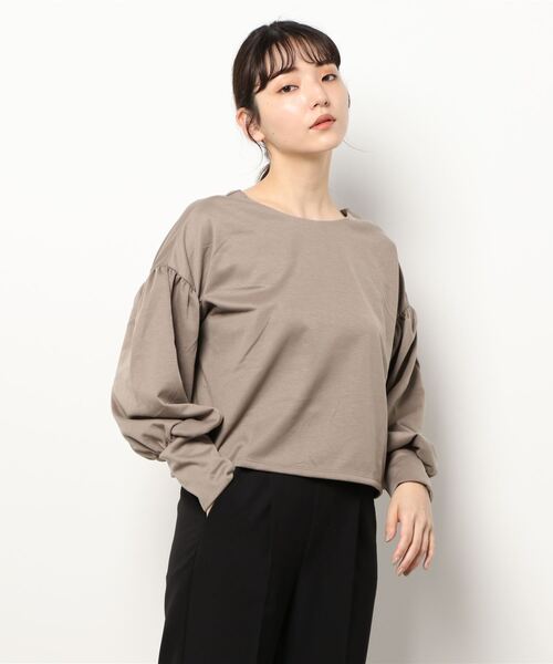 STYLEBLOCK(スタイルブロック)の「ポンチボリュームスリーブ2WAYショートプルオーバー(Tシャツ/カットソー・レディース・チャコールグレー/モカ/マスタード/ホワイト系その他・M)」の8枚目の写真