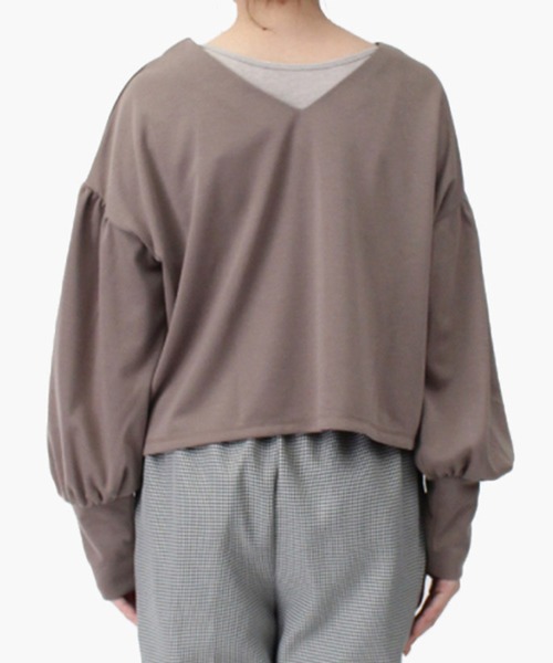 STYLEBLOCK(スタイルブロック)の「ポンチボリュームスリーブ2WAYショートプルオーバー(Tシャツ/カットソー・レディース・チャコールグレー/モカ/マスタード/ホワイト系その他・M)」の10枚目の写真