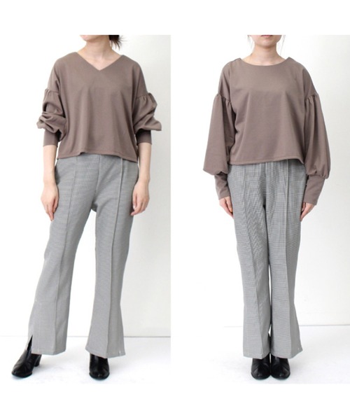 STYLEBLOCK(スタイルブロック)の「ポンチボリュームスリーブ2WAYショートプルオーバー(Tシャツ/カットソー・レディース・チャコールグレー/モカ/マスタード/ホワイト系その他・M)」の11枚目の写真