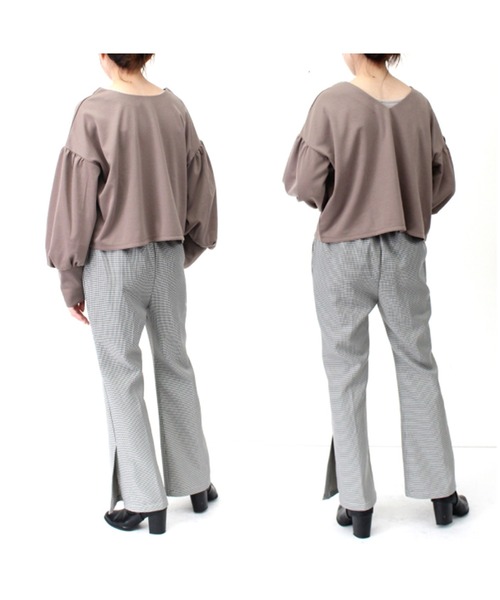 STYLEBLOCK(スタイルブロック)の「ポンチボリュームスリーブ2WAYショートプルオーバー(Tシャツ/カットソー・レディース・チャコールグレー/モカ/マスタード/ホワイト系その他・M)」の12枚目の写真