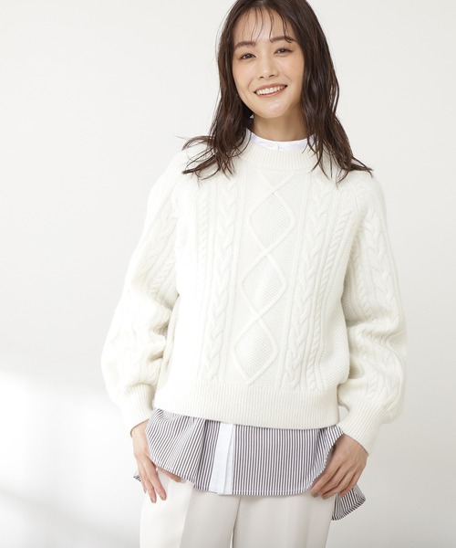 N.（N. Natural Beauty Basic）（エヌエヌナチュラルビューティーベーシック）の「◆ハミルトン　プルオーバーニット（ニット/セーター・レディース・ベージュ/スミクロ/レッド/オフホワイト/グリーン・MEDIUM）」の2枚目の写真