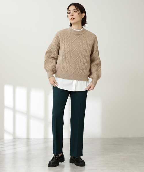 N.（N. Natural Beauty Basic）（エヌエヌナチュラルビューティーベーシック）の「◆ハミルトン　プルオーバーニット（ニット/セーター・レディース・ベージュ/スミクロ/レッド/オフホワイト/グリーン・MEDIUM）」の13枚目の写真