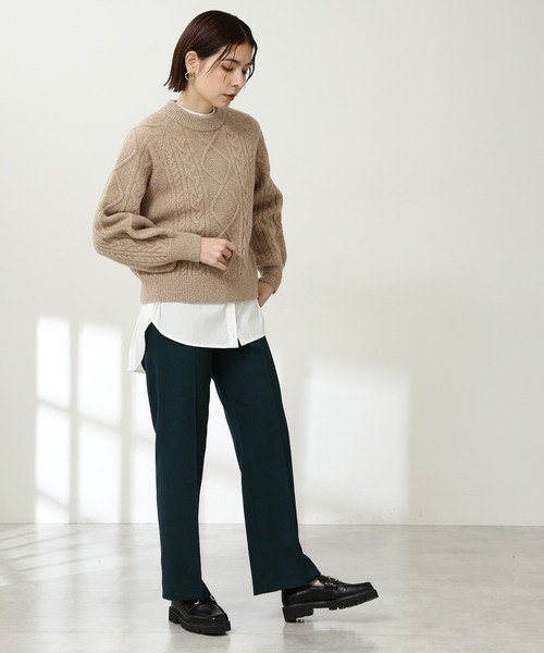 N.（N. Natural Beauty Basic）（エヌエヌナチュラルビューティーベーシック）の「◆ハミルトン　プルオーバーニット（ニット/セーター・レディース・ベージュ/スミクロ/レッド/オフホワイト/グリーン・MEDIUM）」の10枚目の写真