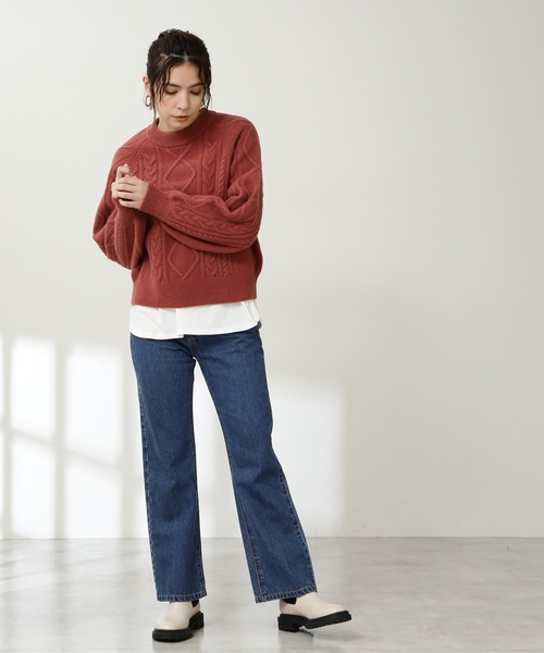 N.（N. Natural Beauty Basic）（エヌエヌナチュラルビューティーベーシック）の「◆ハミルトン　プルオーバーニット（ニット/セーター・レディース・ベージュ/スミクロ/レッド/オフホワイト/グリーン・MEDIUM）」の17枚目の写真