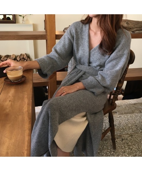 Ritzy（リッツィー）の「大人シルエット ゆる感 ロング丈 ニットカーディガン（カーディガン/ボレロ・レディース・ブラック/ベージュ/ブラウン/グレー・FREE）」の3枚目の写真