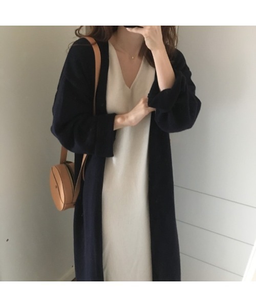 Ritzy（リッツィー）の「大人シルエット ゆる感 ロング丈 ニットカーディガン（カーディガン/ボレロ・レディース・ブラック/ベージュ/ブラウン/グレー・FREE）」の2枚目の写真