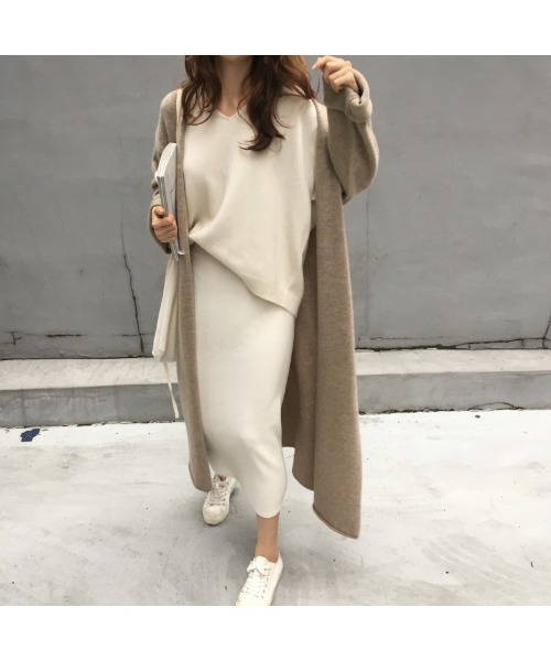 Ritzy（リッツィー）の「大人シルエット ゆる感 ロング丈 ニットカーディガン（カーディガン/ボレロ・レディース・ブラック/ベージュ/ブラウン/グレー・FREE）」の16枚目の写真