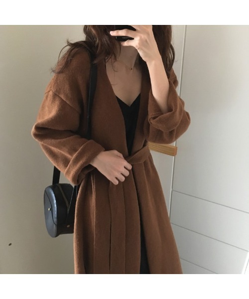 Ritzy（リッツィー）の「大人シルエット ゆる感 ロング丈 ニットカーディガン（カーディガン/ボレロ・レディース・ブラック/ベージュ/ブラウン/グレー・FREE）」の11枚目の写真