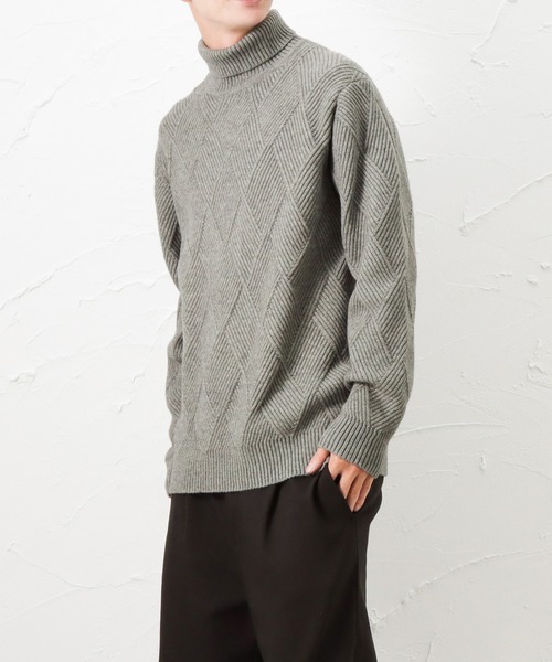 NAVY(ネイビー)の「NAVY ネイビー PBTダイヤタートルネックセーター(ニット/セーター・メンズ・ブラック/グレー/ブラウン/ネイビー・L/XL/M)」の5枚目の写真