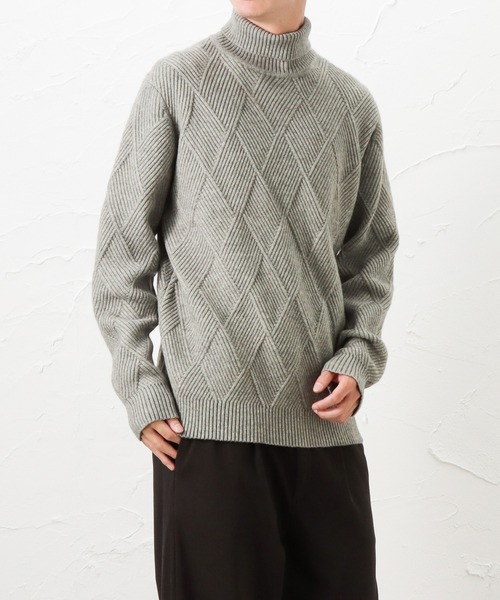 NAVY(ネイビー)の「NAVY ネイビー PBTダイヤタートルネックセーター(ニット/セーター・メンズ・ブラック/グレー/ブラウン/ネイビー・L/XL/M)」の6枚目の写真