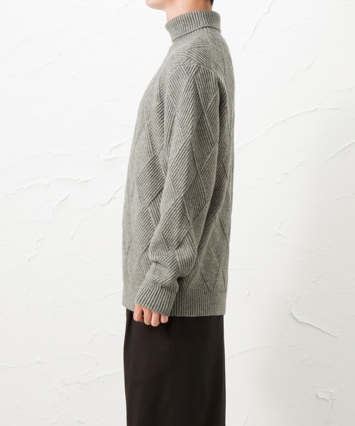 NAVY(ネイビー)の「NAVY ネイビー PBTダイヤタートルネックセーター(ニット/セーター・メンズ・ブラック/グレー/ブラウン/ネイビー・L/XL/M)」の7枚目の写真