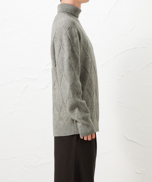NAVY(ネイビー)の「NAVY ネイビー PBTダイヤタートルネックセーター(ニット/セーター・メンズ・ブラック/グレー/ブラウン/ネイビー・L/XL/M)」の8枚目の写真