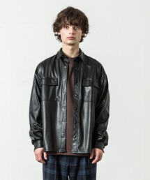 SLICK（スリック）の「フェイクレザーダブルポケットシャツジャケット