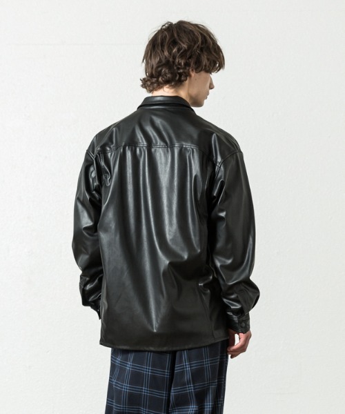 SLICK（スリック）の「フェイクレザーダブルポケットシャツジャケット