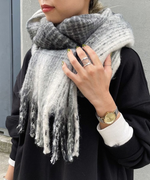 PAGEBOY(ページボーイ)の「キモウチェックストール(ストール/ショール・レディース・ブラック/ブラウン/グレイッシュベージュ・FREE)」の11枚目の写真