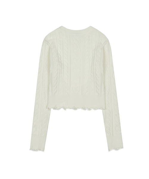 LUVISTRUE（ラヴイズトゥルー）の「A'GEM/9 × .kom 『LUV IS TRUE/ラブ イズ トゥルー』OT DAMAGE KNIT TOP/ロングスリーブ ケーブル編みダメージニットソー（ニット/セーター・レディース・アイボリー/ネイビー/ピンク・FREE）」の20枚目の写真