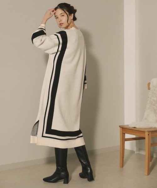 Bou Jeloud(ブージュルード)の「ジャガードスクエア柄ロングワンピース(ワンピース・レディース・アイボリー/モカ/ブラック・FREE)」の13枚目の写真