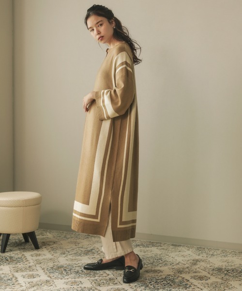 Bou Jeloud(ブージュルード)の「ジャガードスクエア柄ロングワンピース(ワンピース・レディース・アイボリー/モカ/ブラック・FREE)」の22枚目の写真