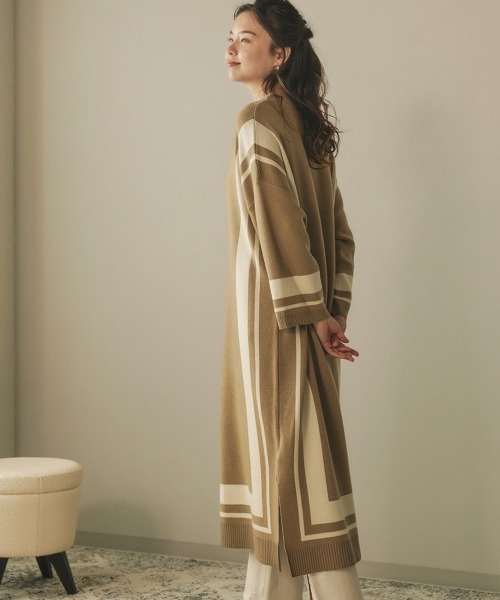 Bou Jeloud(ブージュルード)の「ジャガードスクエア柄ロングワンピース(ワンピース・レディース・アイボリー/モカ/ブラック・FREE)」の5枚目の写真