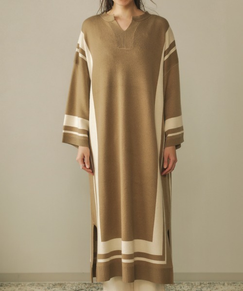 Bou Jeloud(ブージュルード)の「ジャガードスクエア柄ロングワンピース(ワンピース・レディース・アイボリー/モカ/ブラック・FREE)」の12枚目の写真