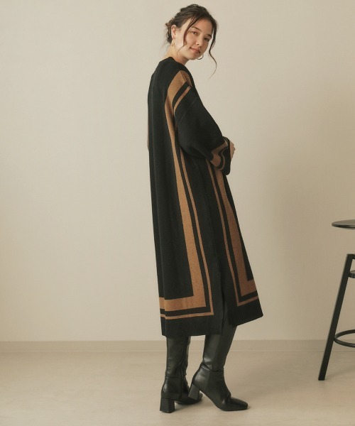 Bou Jeloud(ブージュルード)の「ジャガードスクエア柄ロングワンピース(ワンピース・レディース・アイボリー/モカ/ブラック・FREE)」の9枚目の写真