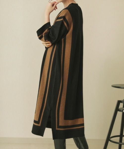 Bou Jeloud(ブージュルード)の「ジャガードスクエア柄ロングワンピース(ワンピース・レディース・アイボリー/モカ/ブラック・FREE)」の14枚目の写真