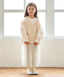 シワ加工チュールスカートスカッツ「ストレッチパンツ」