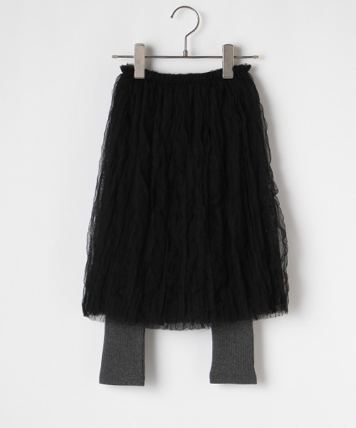 b・ROOM（ビールーム）の「シワ加工チュールスカートスカッツ「ストレッチパンツ」（スカート・キッズ・ブラック/ピンク/アイボリー・90cm/110cm/100cm/120cm/130cm）」の2枚目の写真