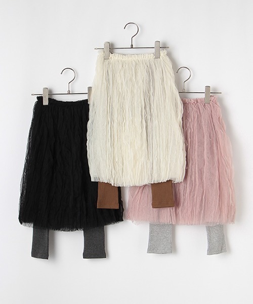 b・ROOM（ビールーム）の「シワ加工チュールスカートスカッツ「ストレッチパンツ」（スカート・キッズ・ブラック/ピンク/アイボリー・90cm/110cm/100cm/120cm/130cm）」の11枚目の写真