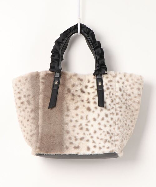 alcali（アルカリ）の「ラニオン　フリルリボンエコファー手提げバッグ【取り扱い店舗限定】（トートバッグ・レディース・ブラウン/グレイッシュベージュ・FREE）」の2枚目の写真