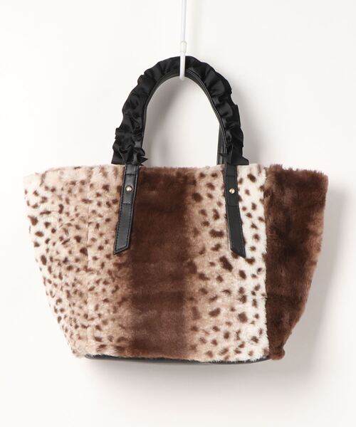 alcali（アルカリ）の「ラニオン　フリルリボンエコファー手提げバッグ【取り扱い店舗限定】（トートバッグ・レディース・ブラウン/グレイッシュベージュ・FREE）」の6枚目の写真