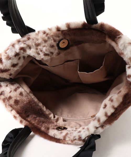 alcali（アルカリ）の「ラニオン　フリルリボンエコファー手提げバッグ【取り扱い店舗限定】（トートバッグ・レディース・ブラウン/グレイッシュベージュ・FREE）」の5枚目の写真