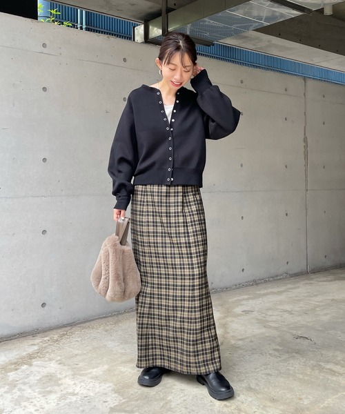 DouDou（ドゥドゥ）の「ドットボタンショートカーディガン（カーディガン/ボレロ・レディース・ブラック/ベージュ・FREE）」の3枚目の写真