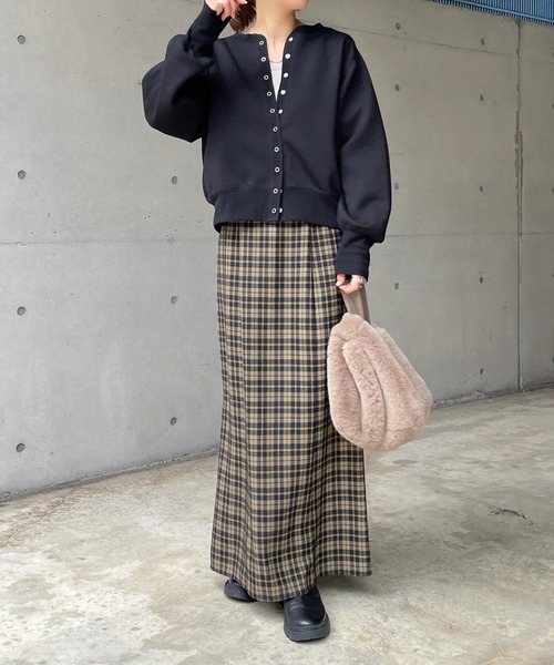 DouDou（ドゥドゥ）の「ドットボタンショートカーディガン（カーディガン/ボレロ・レディース・ブラック/ベージュ・FREE）」の5枚目の写真