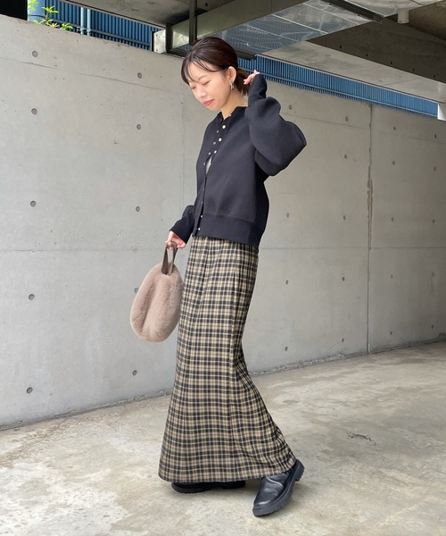 DouDou（ドゥドゥ）の「ドットボタンショートカーディガン（カーディガン/ボレロ・レディース・ブラック/ベージュ・FREE）」の6枚目の写真