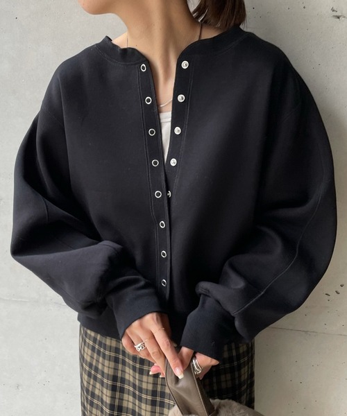 DouDou（ドゥドゥ）の「ドットボタンショートカーディガン（カーディガン/ボレロ・レディース・ブラック/ベージュ・FREE）」の12枚目の写真