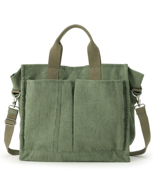 SHOO・LA・RUE（シューラルー）の「◆コーデュロイビッグ2WAYトート（トートバッグ・レディース・カーキ系4/ブラウン系その他/ナチュラル/ブラウン系・00）」の4枚目の写真