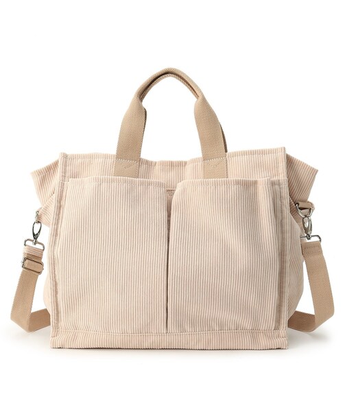 SHOO・LA・RUE（シューラルー）の「◆コーデュロイビッグ2WAYトート（トートバッグ・レディース・カーキ系4/ブラウン系その他/ナチュラル/ブラウン系・00）」の3枚目の写真