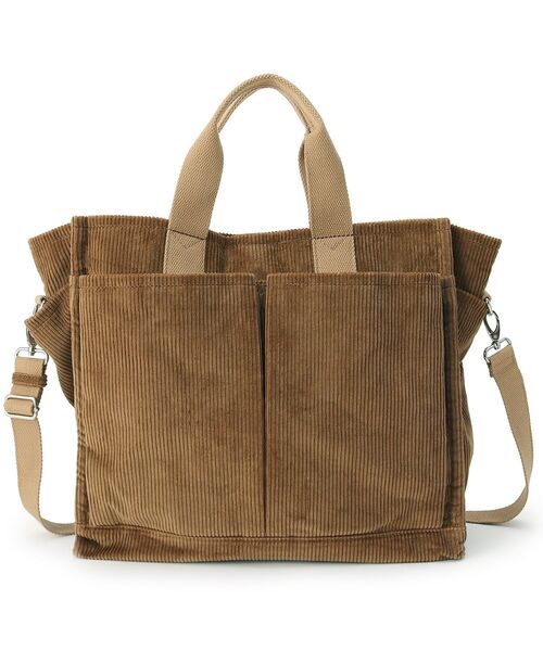 SHOO・LA・RUE（シューラルー）の「◆コーデュロイビッグ2WAYトート（トートバッグ・レディース・カーキ系4/ブラウン系その他/ナチュラル/ブラウン系・00）」の5枚目の写真