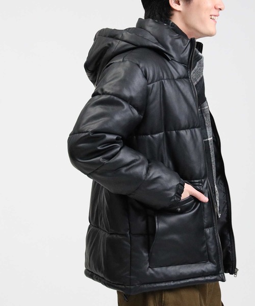 Right-on（ライトオン）の「中綿ＰＵジャケット（ダウンジャケット/コート・メンズ・ブラック/ベージュ・L/M/XL）」の19枚目の写真