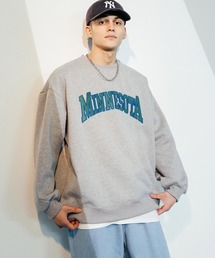 ビッグシルエット ミネソタ カレッジロゴ 刺繍裏起毛スウェットトレーナー